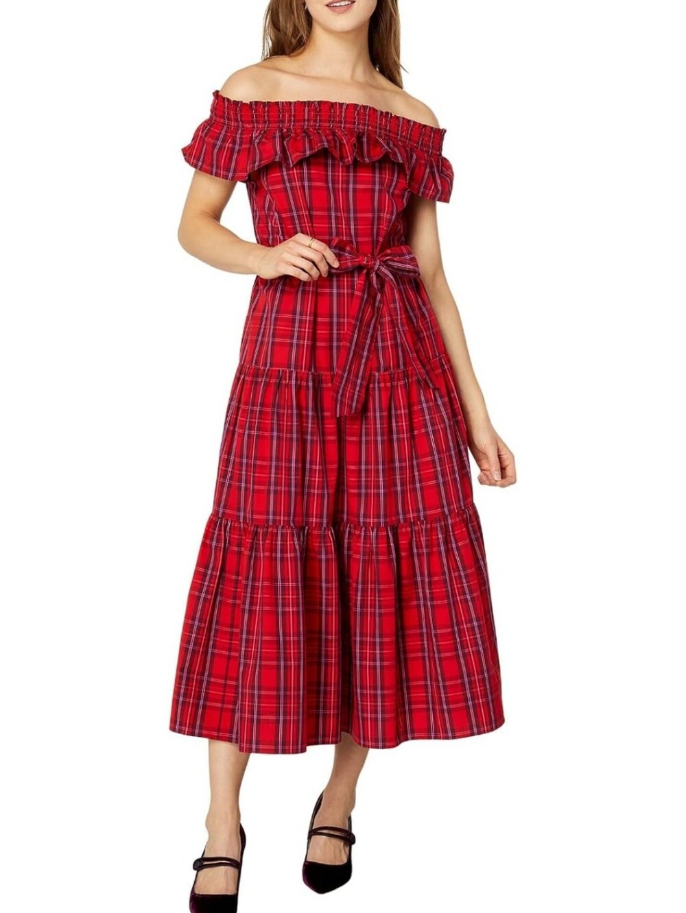 Draper James Kimberly Off The Shoulder Tiered Maxi Dress, Size Small